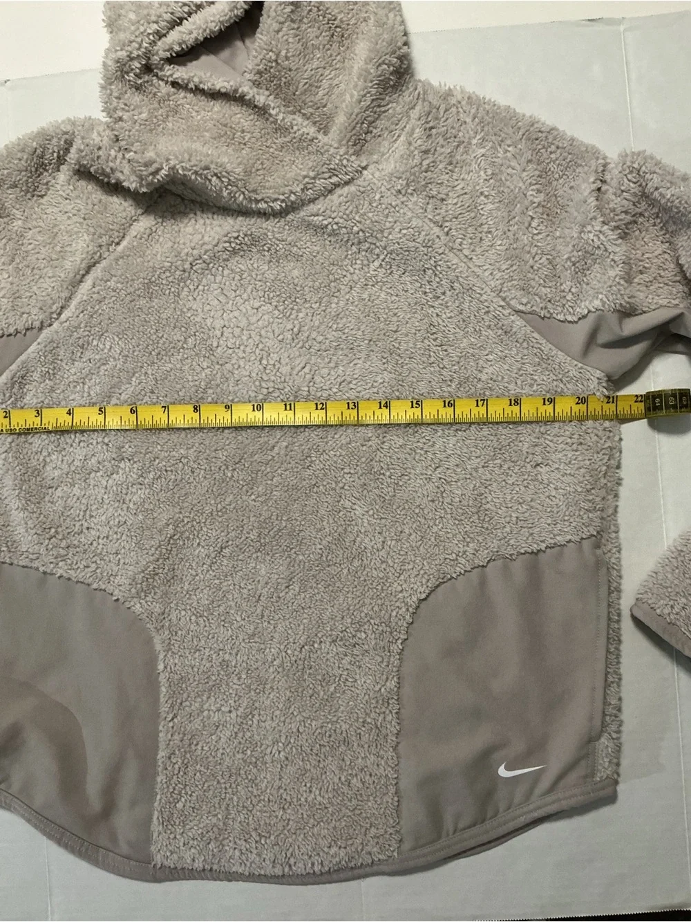 Nike Women’s Beige Sherpa Fleece Pullover Hoodie